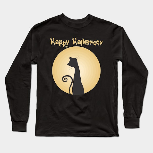 Happy Halloween cat Long Sleeve T-Shirt by area-design